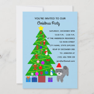 Gray Poodle Christmas #5-2 Invitation Card