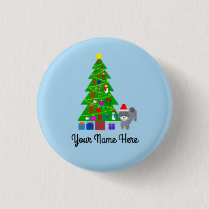 Gray Poodle Christmas #5 Button