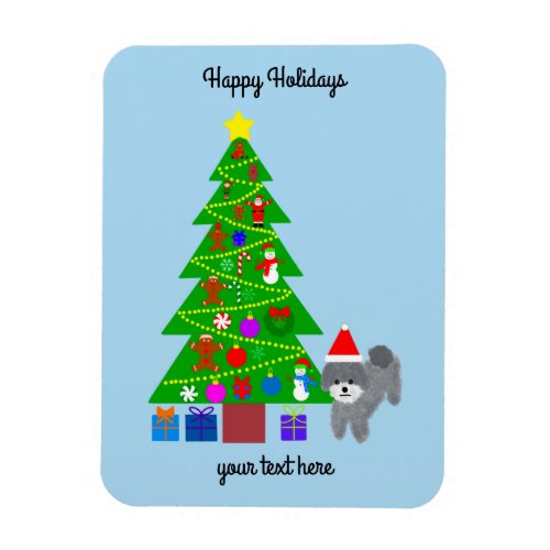 Gray Poodle Christmas 5 Magnet