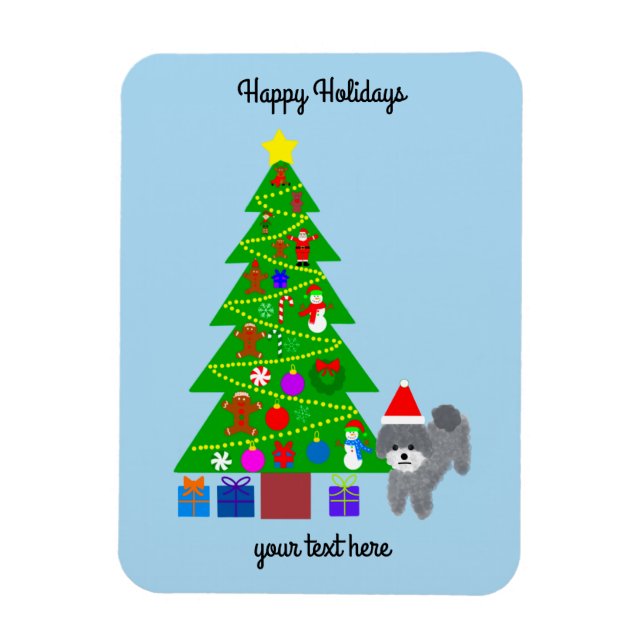 Gray Poodle Christmas #5 Magnet (Vertical)
