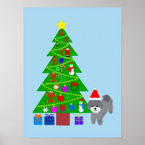 Gray Poodle Christmas 5 Poster