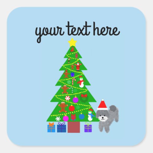 Gray Poodle Christmas 5 Stickers