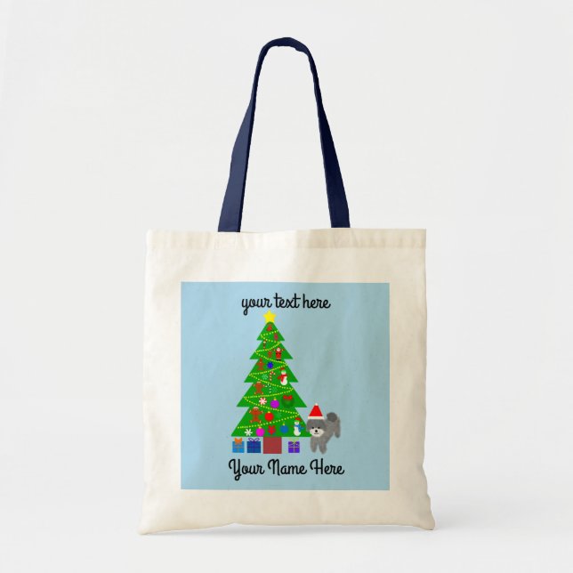 Gray Poodle Christmas #5 Tote Bag (Front)