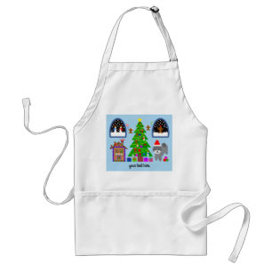 Gray Poodle Christmas #6 Apron