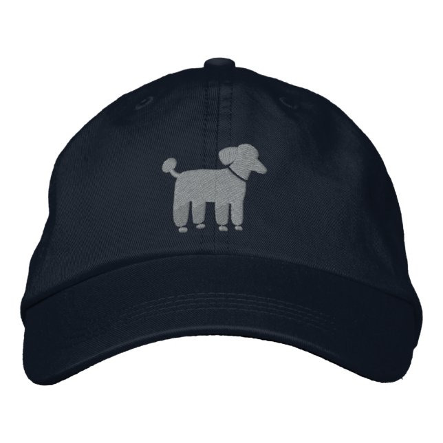 Gray Poodle Dog Logo Embroidered Baseball Hat (Front)