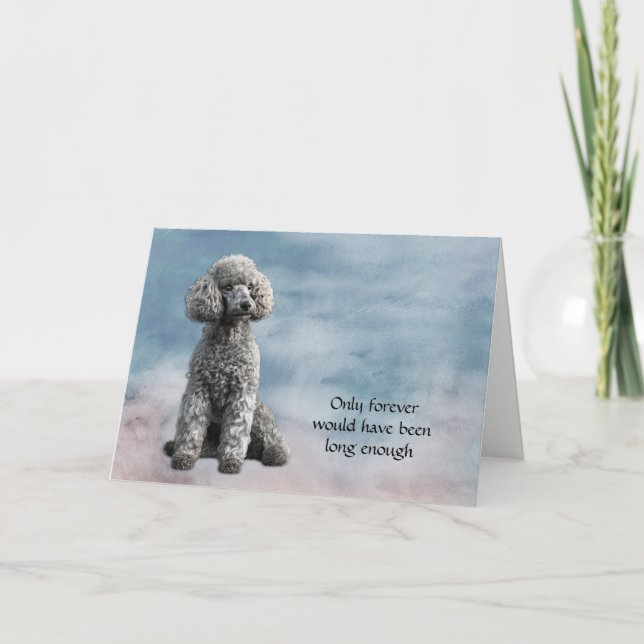 Gray Poodle Dog Loss Sympathy Card (Front)