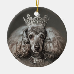 Gray Poodle Dressed as a Princess Ceramic Ornament