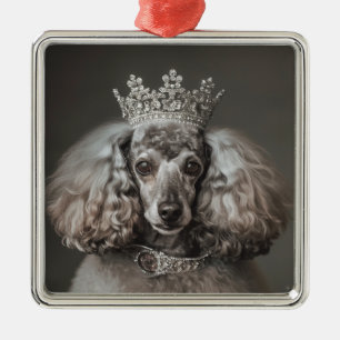 Gray Poodle Dressed as a Princess Metal Ornament
