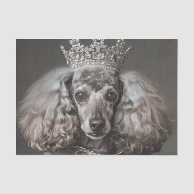 Gray Poodle Dressed as a Princess Tissue Paper (Front)