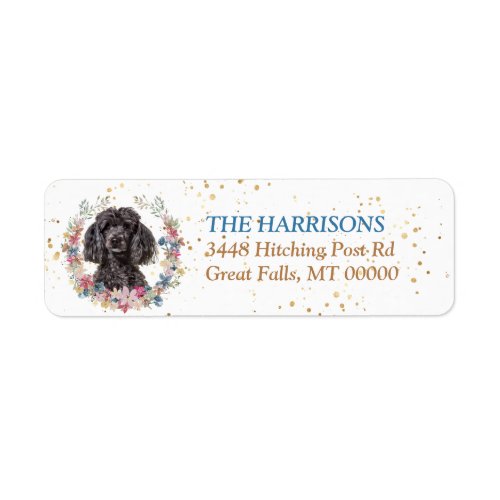 Gray Poodle Spring Flowers Wreath Label