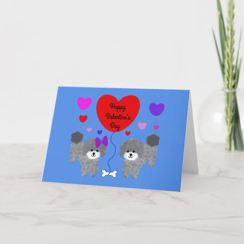 Gray Poodle Valentine 1_2 Card