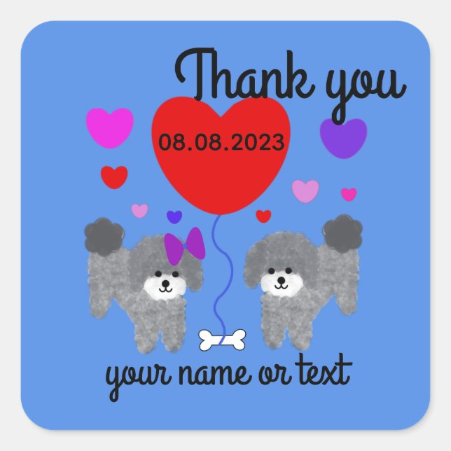 Gray Poodle Valentine #1-2 Stickers (Front)