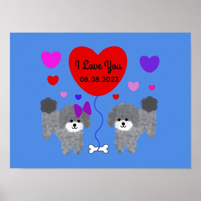 Gray Poodle Valentine #1 Poster (Front)