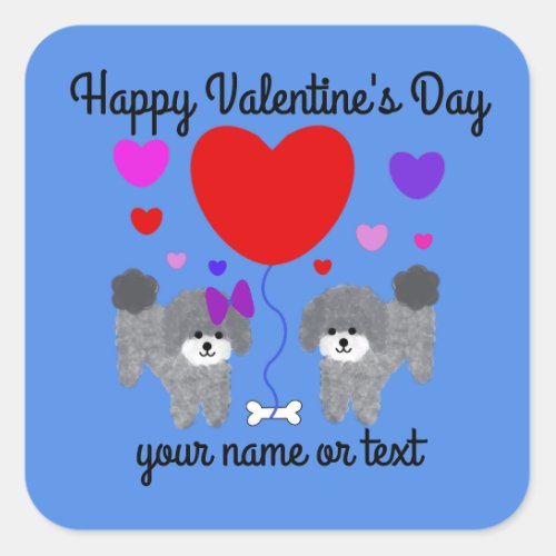 Gray Poodle Valentine 1 Stickers