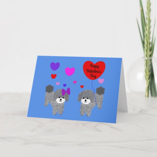 Gray Poodle Valentine 2_2 Card