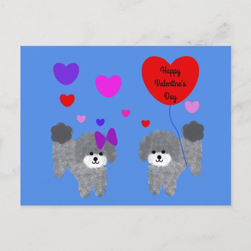 Gray Poodle Valentine 2_2 Postcard
