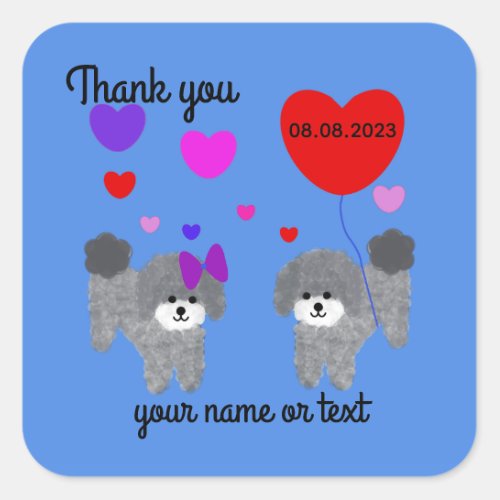 Gray Poodle Valentine 2_2 Stickers