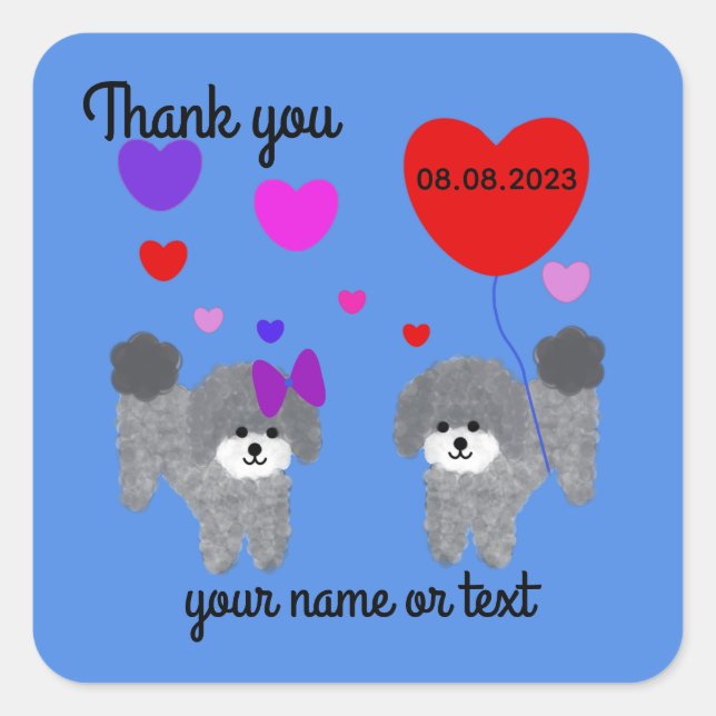 Gray Poodle Valentine #2-2 Stickers (Front)