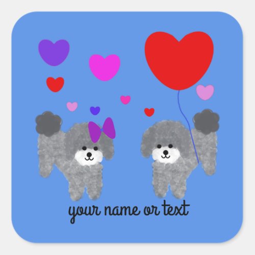 Gray Poodle Valentine 2_3 Stickers