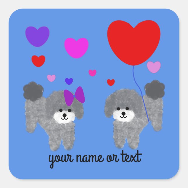 Gray Poodle Valentine #2-3 Stickers (Front)
