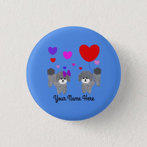 Gray Poodle Valentine 2 Button