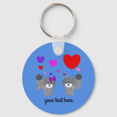 Gray Poodle Valentine 2 Keychain 