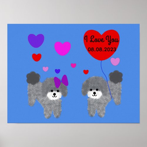 Gray Poodle Valentine 2 Poster