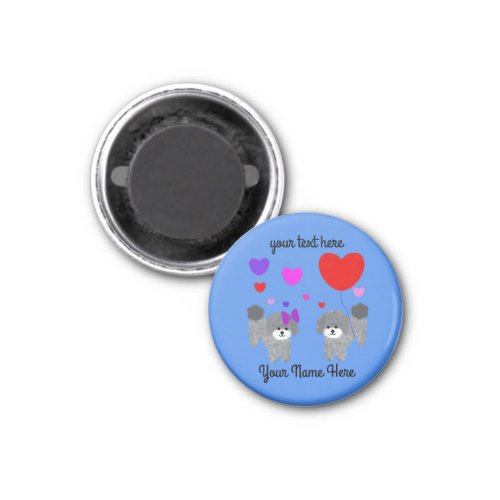 Gray Poodle Valentine 2 Round Magnet