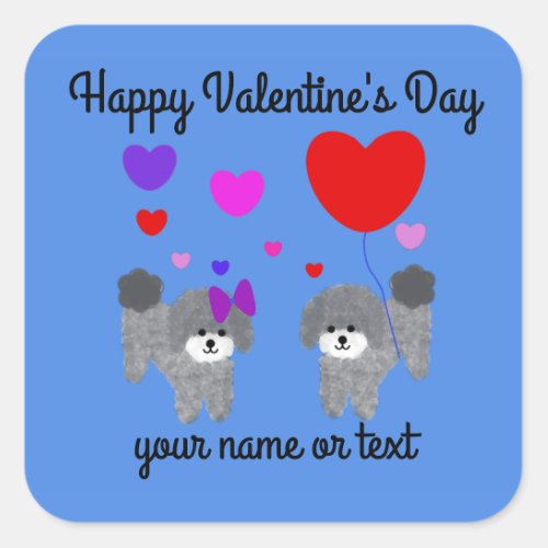 Gray Poodle Valentine 2 Stickers