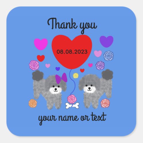 Gray Poodle Valentine 3_2 Stickers