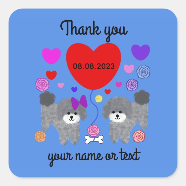 Gray Poodle Valentine #3-2 Stickers (Front)