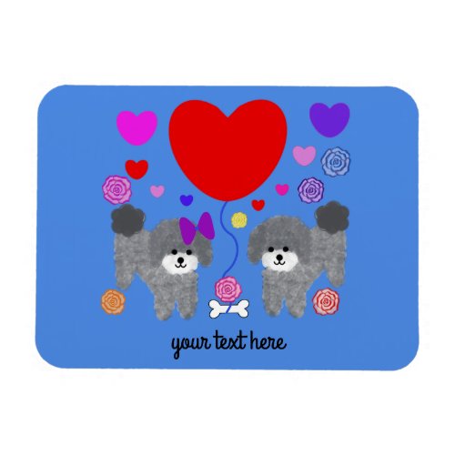 Gray Poodle Valentine 3 Magnet