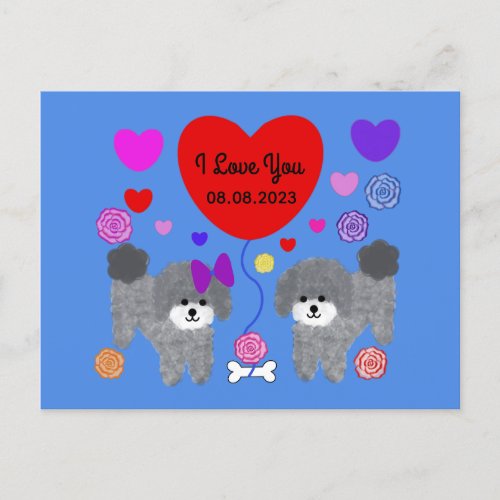 Gray Poodle Valentine 3 Postcard