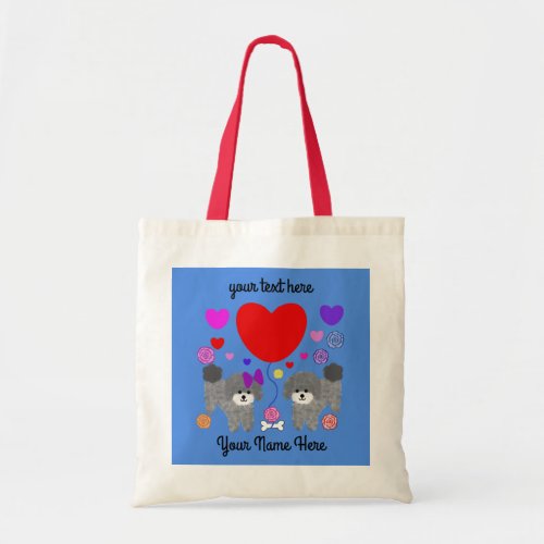 Gray Poodle Valentine 3 Tote Bag