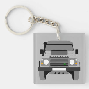 Gray Pop Art Classic Land Rover Car Keychain