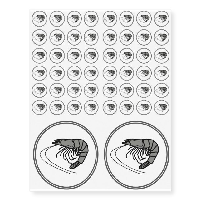 Gray Prawn - Fish Prawn Crab Collection Temporary Tattoos (Front)