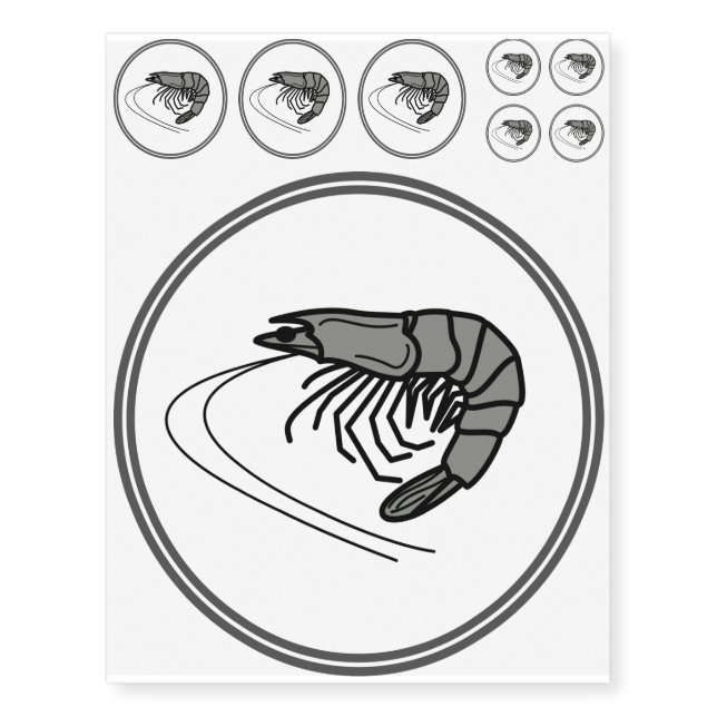 Gray Prawn - Fish Prawn Crab Collection Temporary Tattoos (Front)