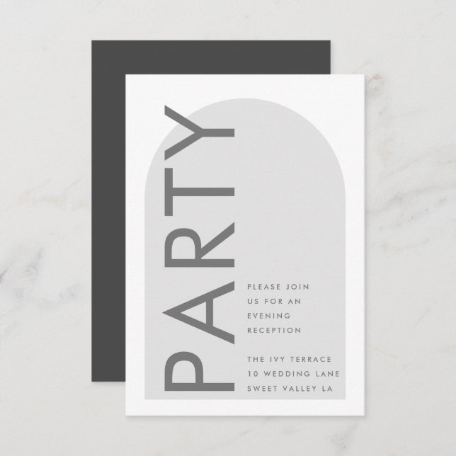 Gray Premium Ultimate Modern Monogram Party Arch Enclosure Card (Front/Back)