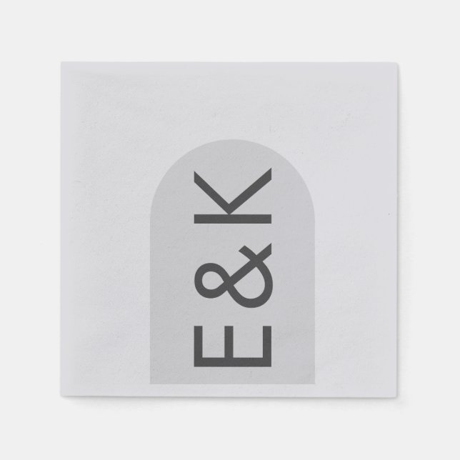 Gray Premium Ultimate Modern Monogram Wedding Arch Napkins (Front)