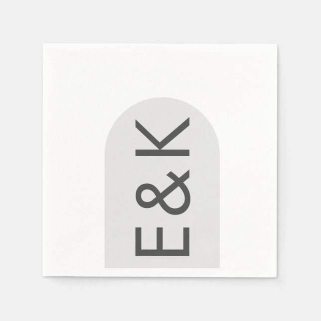 Gray Premium Ultimate Modern Monogram Wedding Arch Napkins (Front)