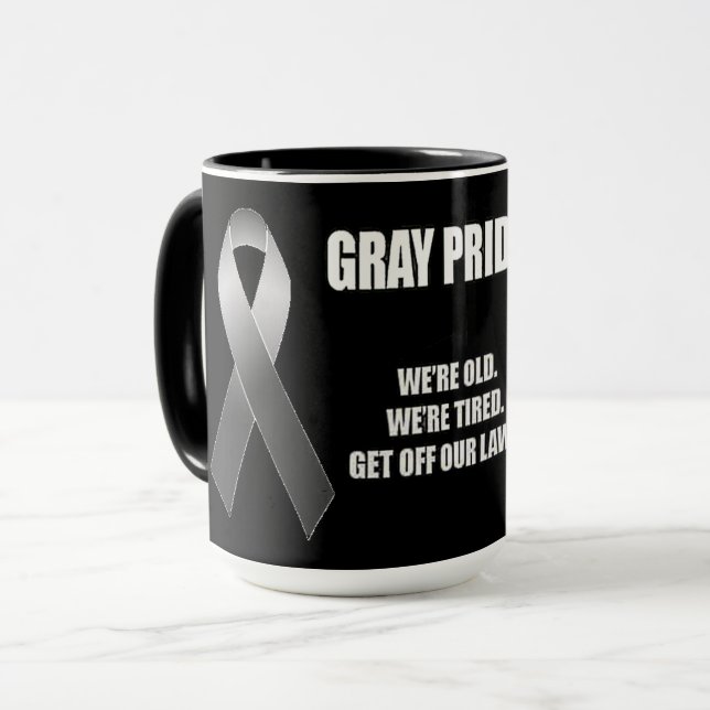 gray pride mug (Front Left)