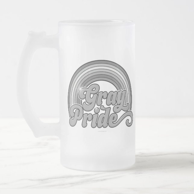 Gray Pride (Retired Senior) Frosted Glass Beer Mug (Left)