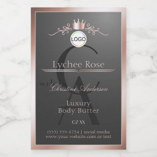 Gray Product Label Rose Gold Frame Logo Monogram