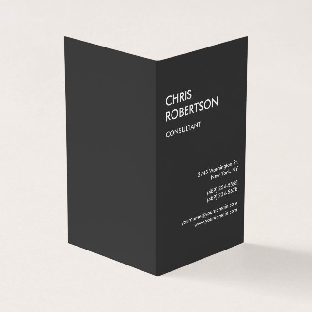 Gray Professional Company Work Minimalist Business Card (Outside)