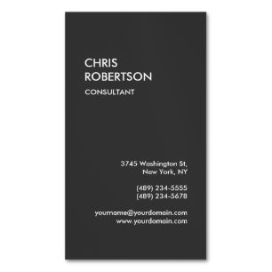 Gray Professional Company Work Minimalist Business Card Magnet