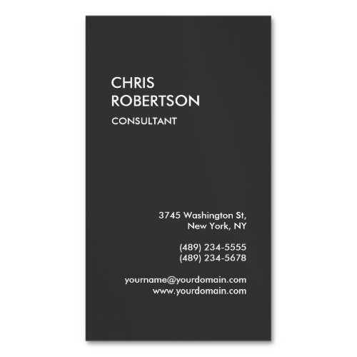 Gray Professional Company Work Minimalist Business Card Magnet