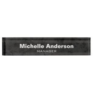 Gray Professional Manager Modern Plain Desk Name Plate