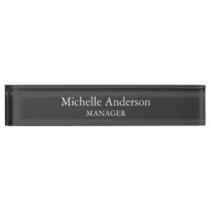 Gray Professional Manager Modern Plain Desk Name Plate