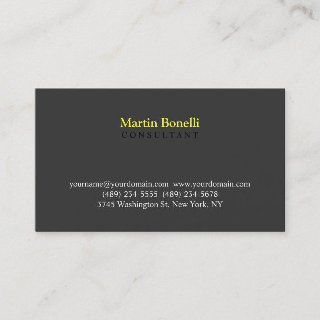 Gray Professional Modern Plain Business Card (Front)