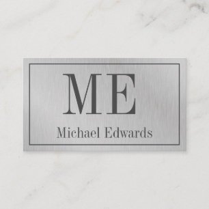 Gray Professional Monogram Steel Modern Business Card
